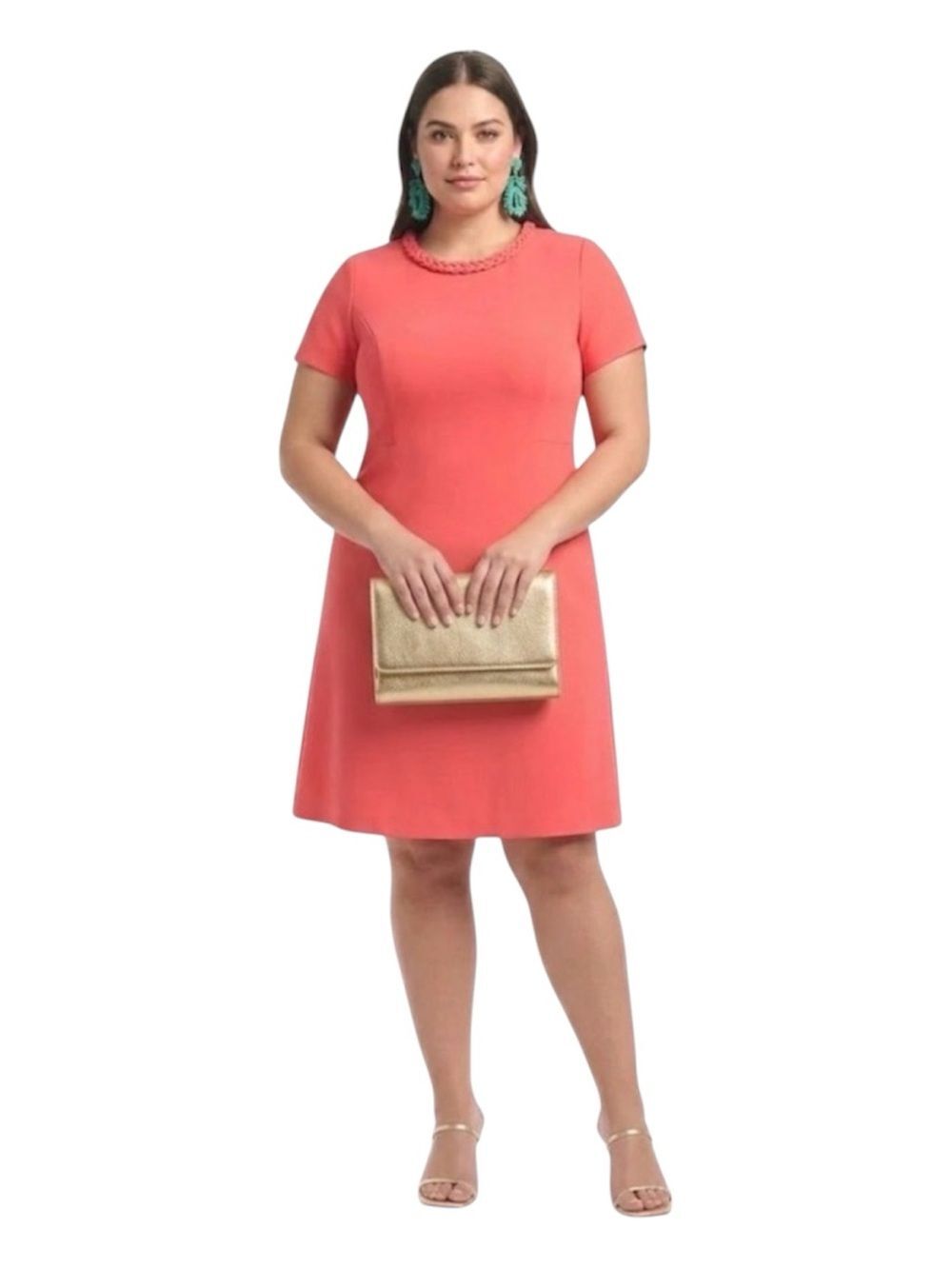 Sachin and Babi Mimi Coral Short Sleeve A-Line Dress Size 22W NWT